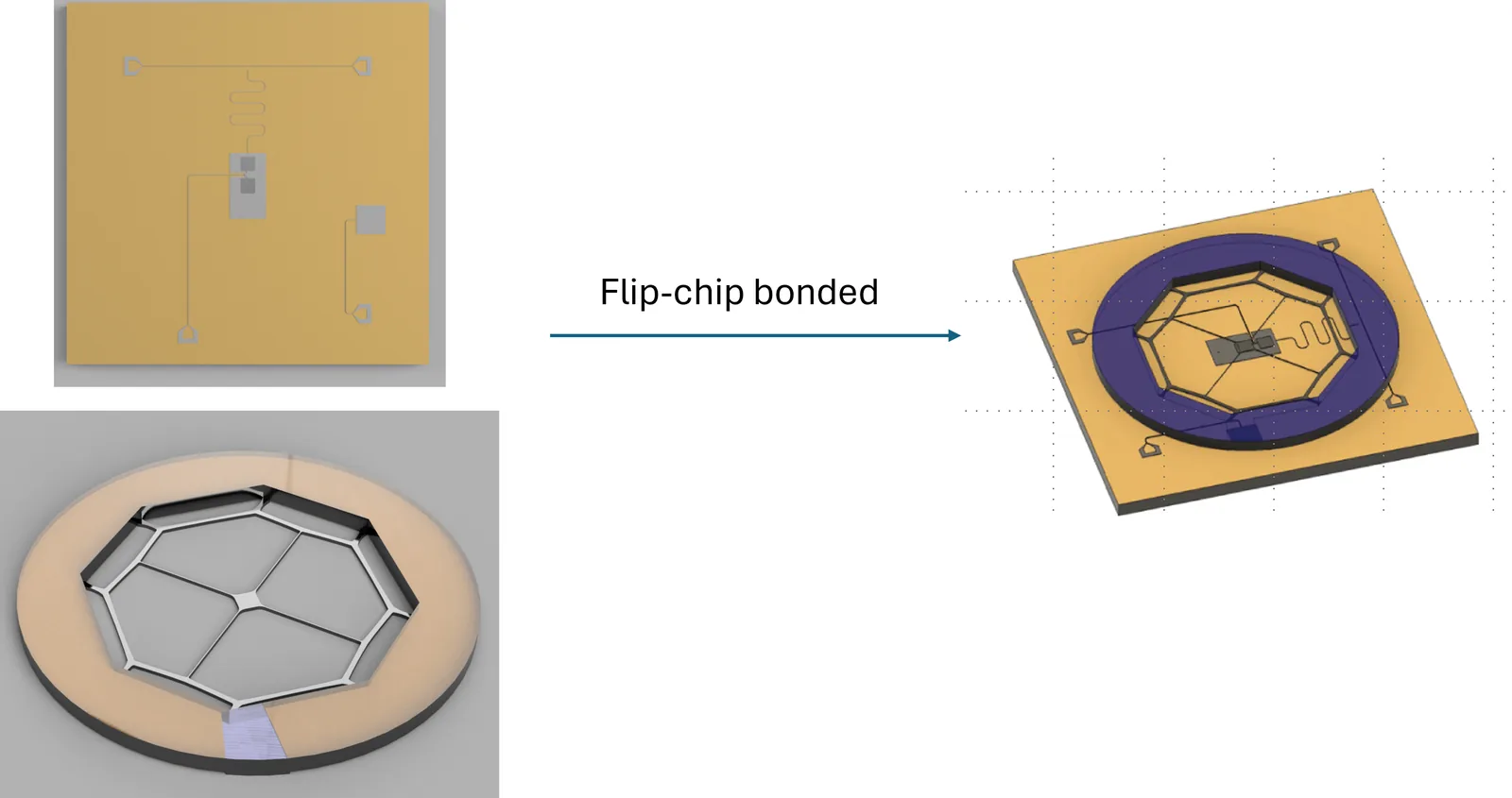 Membrane chip flip-chip bonded over the qubit